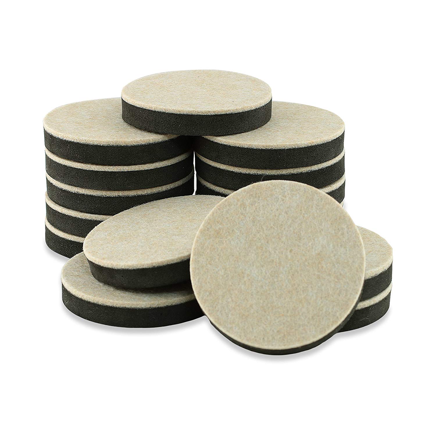 Hard Surface Reusable Furniture Felt Sliders 21/2″ Round 16Pack in