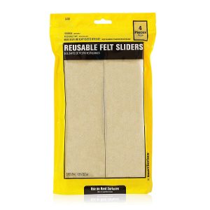 Hard Surface Reusable Furniture Felt Sliders 9″ x 2-1/2” Rectangle 4-Pack in Resealable Bag